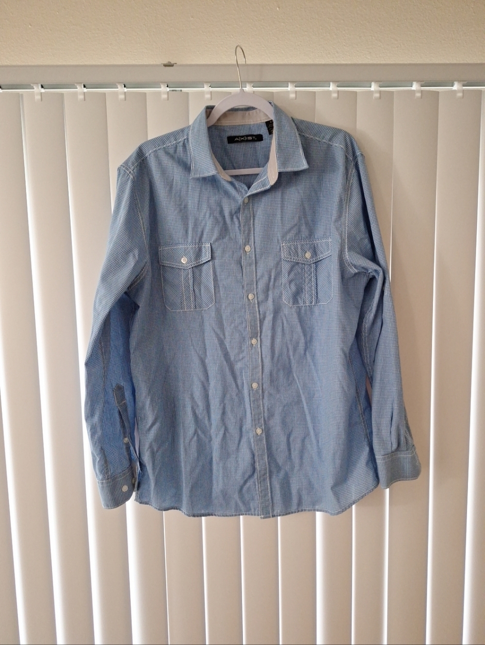 Axist Blue Check Button Front Long Sleeve Shirt